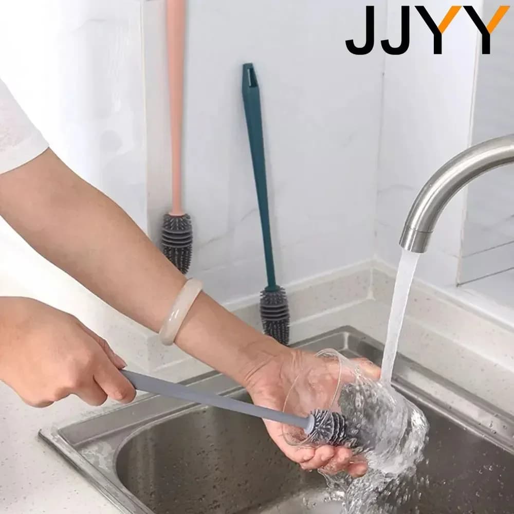 Spazzola per tazza in silicone Detergente per vetro con manico lungo per strumento di pulizia per lavapavimenti per bottiglie di vino da cucina