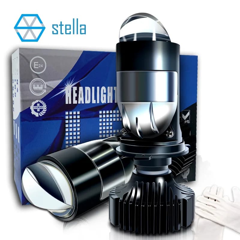 Stella Nuova Lampada Auto Mini Lente LED H4 Lampadine Faro per Auto Abbagliante Fascio Basso Proiettore Turbo Ventilatore 6000k Illuminazione di Colore Bianco