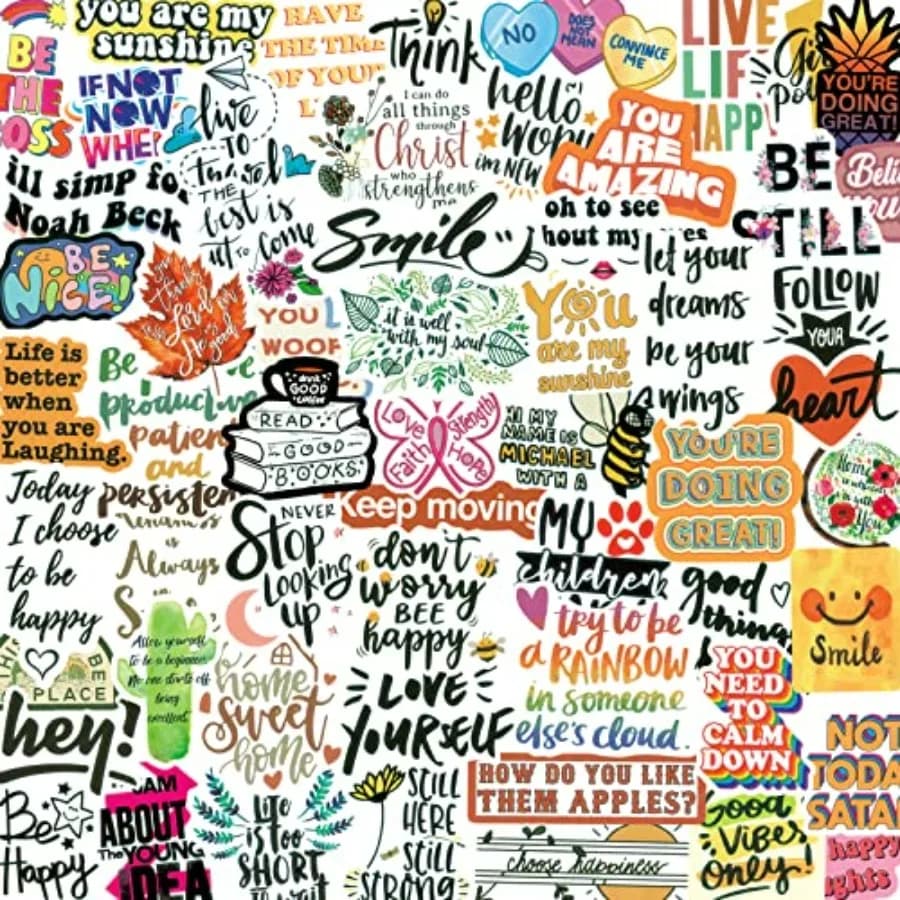 300PCS Inspirational Stickers for Water Bottles, Motivational Stickers for Adults, Teens, Teachers, Vinyl Waterproof Laptop Sti