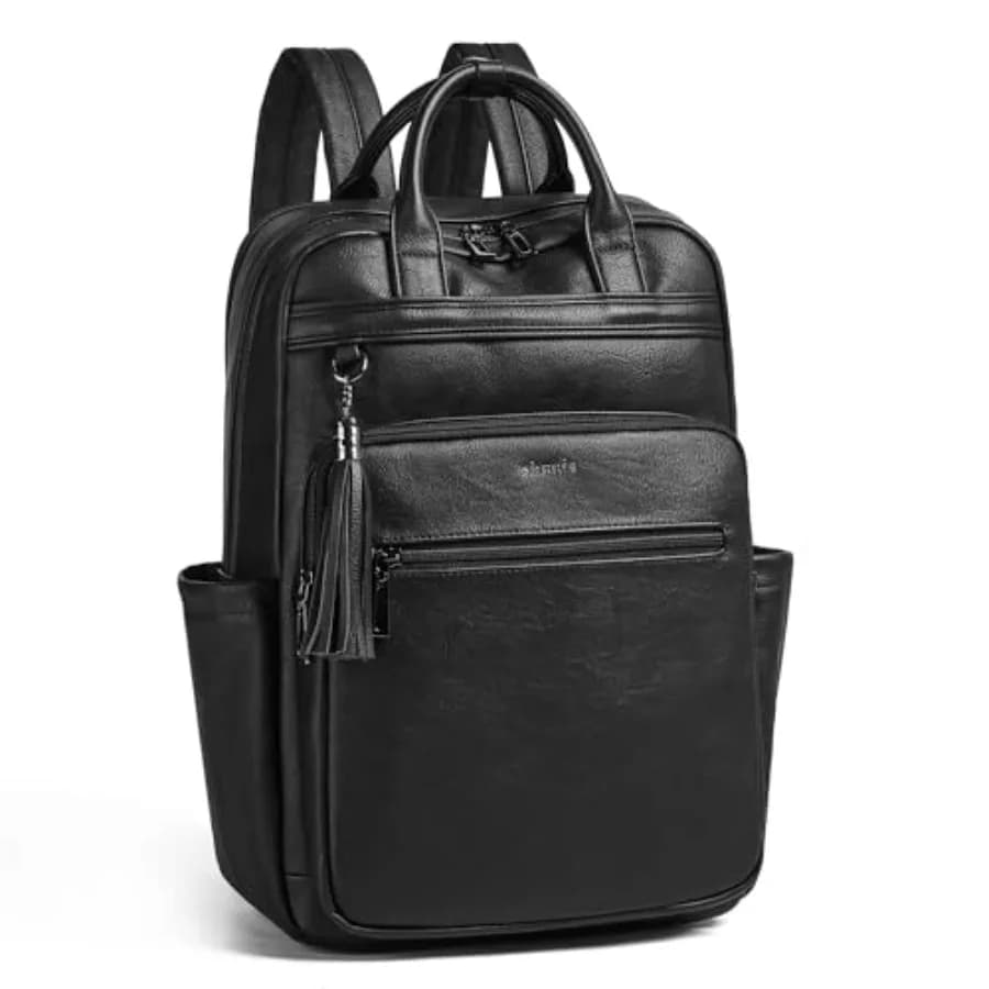 Laptop Backpack for Women 15.6 inch Travel Leather Backpack Purse Work Computer Backpacks for Business College