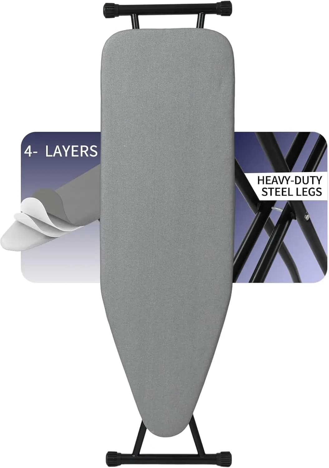 Asse da Stiro 48' X 15', Struttura in Metallo con Rivestimento Imbottito Extra Spesso e Resistente
