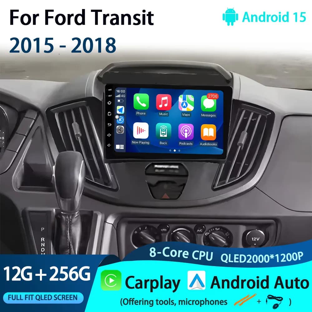 Android 15 for Ford Transit 2015 - 2018 Qualcomm Snapdragon Navigation 4G WIFI Multimedia player Carplay auto BT