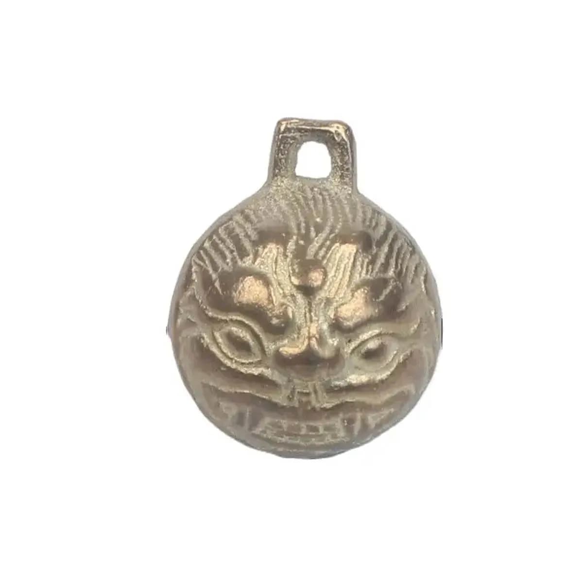 38mmX46mm Collectibles Tibetan Brass Craft Lion's Head Bells Feng Shui