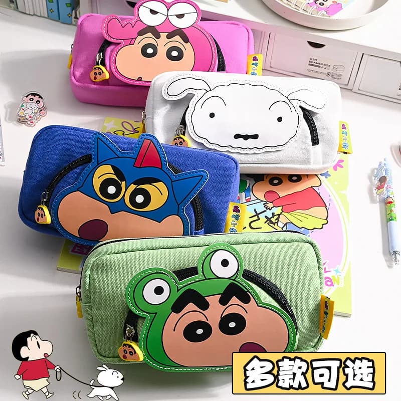 Anime Crayon Shin-Chan Astuccio tridimensionale Penna nera Studente Cartone animato Scatola di cancelleria Materiale scolastico Borsa per penne Regali