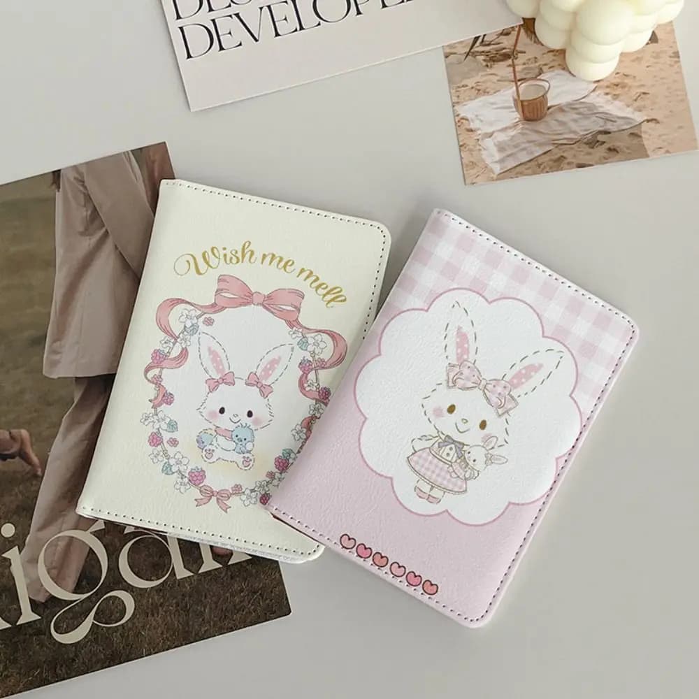 Rabbit Print Passport Holder Ultra-thin PU Leather Passport Bag Portable Multi-function Credit Card Wallet Travel Accessories