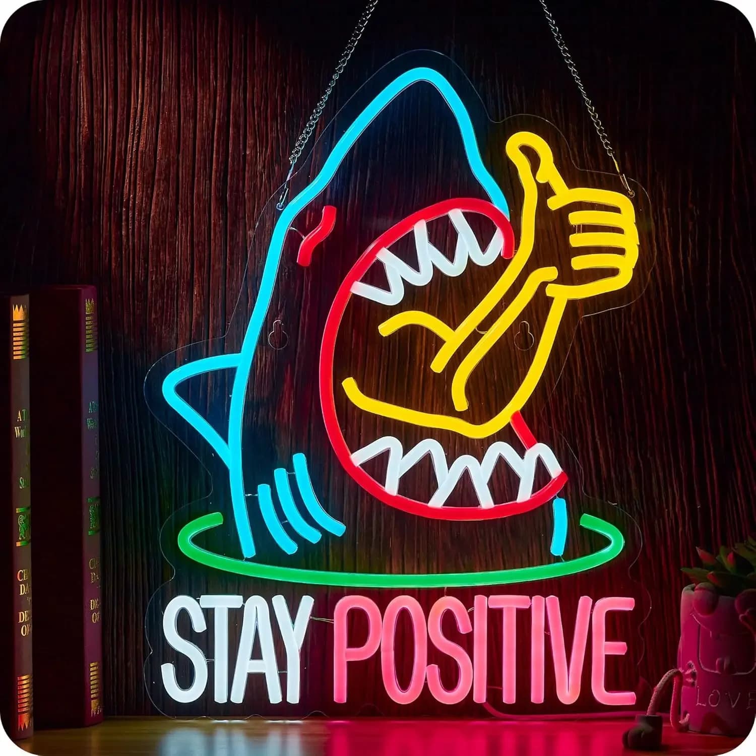 Insegna LED Neon 'Stay Positive' USB Dimmerabile per Sala Giochi, Camera da Letto, Bar, Soggiorno, Regalo di Compleanno, Decorazione Murale