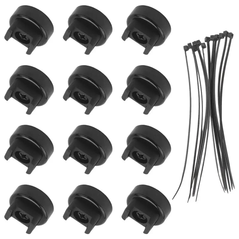 [NEW!A08R】 Button Head 12PCS Magnetic Cable Tie Holders,Flexible Nylon Zip Ties For Home Office Workshop Garage Use