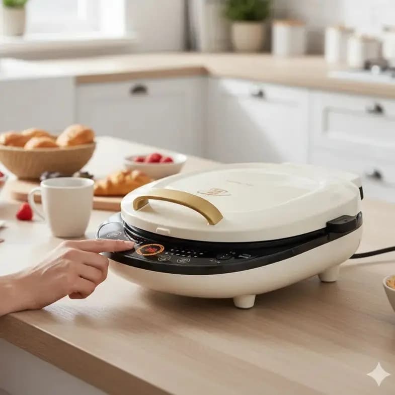 Padella per pancake elettrica antiaderente Riscaldamento bifacciale per uso domestico Pentola per pancake approfondita e allargata per un colazione perfetta Co