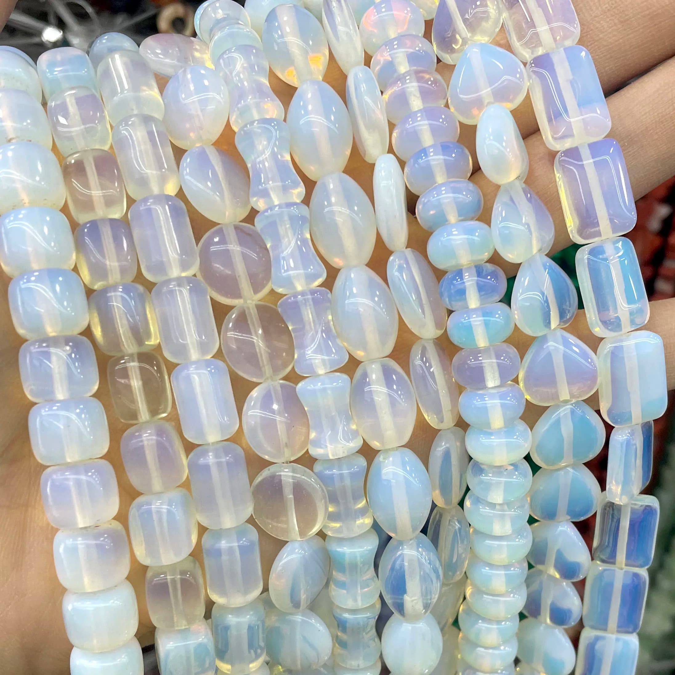 Pietra naturale Opale bianco Rotondo irregolare Sfaccettato Rondelle Perline distanziatrici Bracciale da donna fai da te Collana Orecchini per la creazione di gioielli
