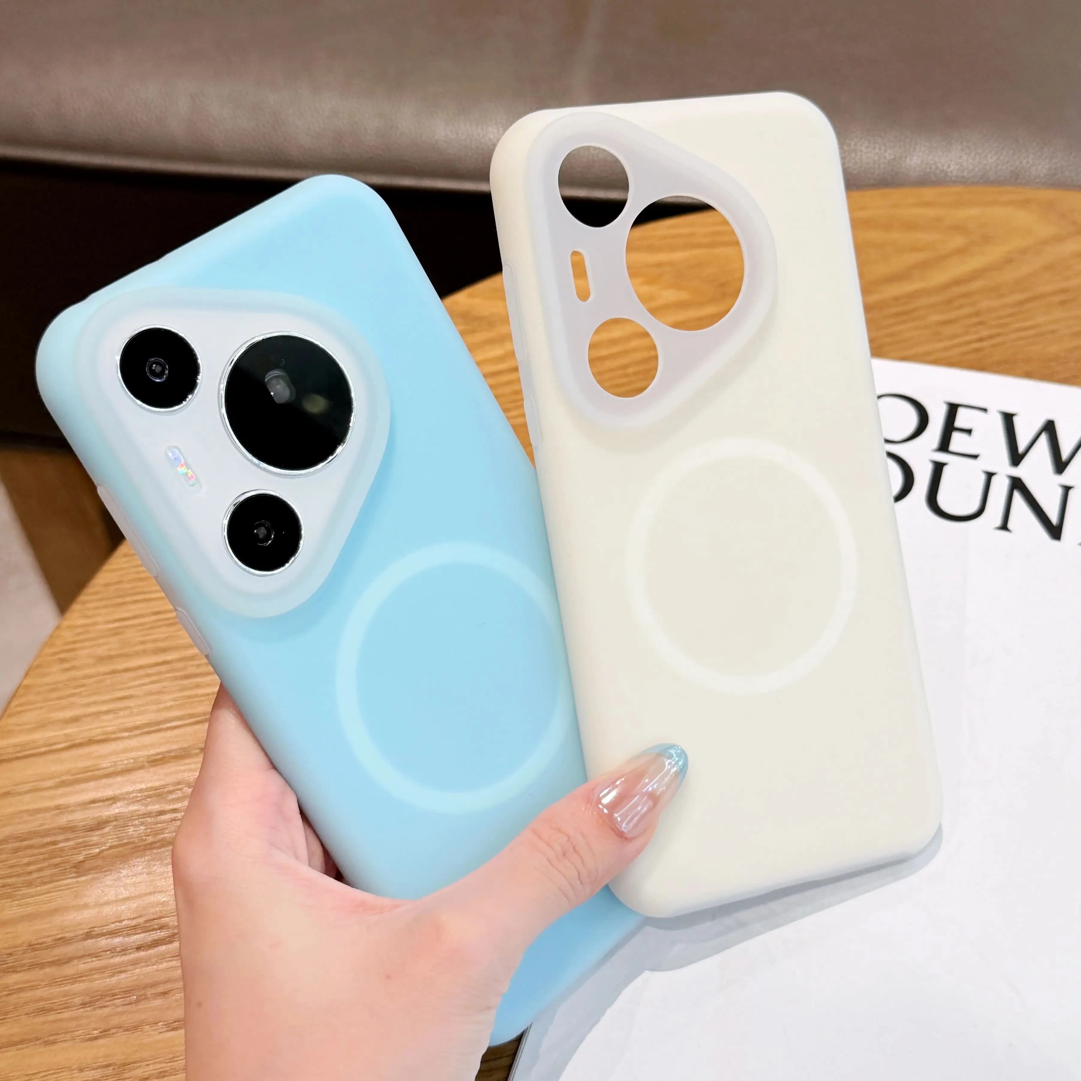 Custodia magnetica originale per telefono in silicone liquido morbido per Huawei Pura 70 Mate 70 60 Pro per Magsafe Cover opaca liscia come la seta Funda