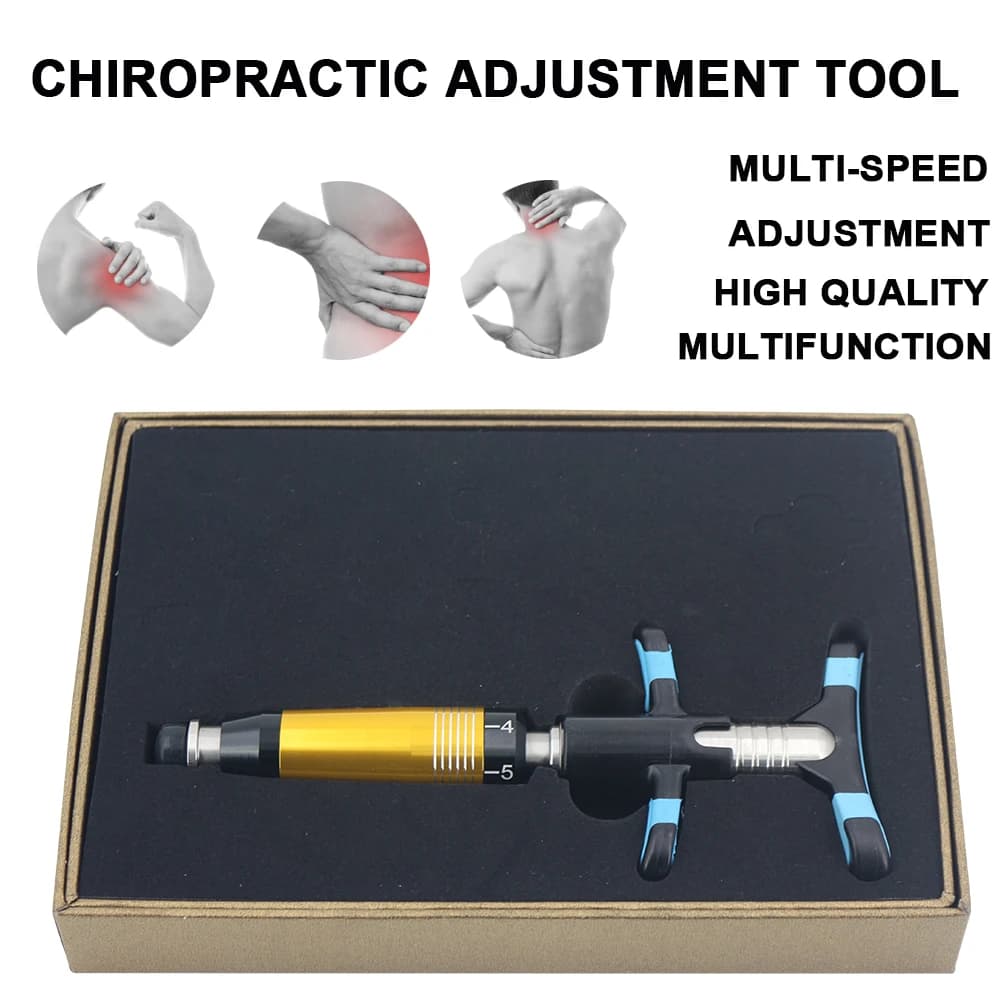 Pistola Manuale Massaggiante per Terapia e Correzione della Colonna Vertebrale, Riabilitazione Chiropratica, con 6 Testine Metalliche per Alleviare il Dolore