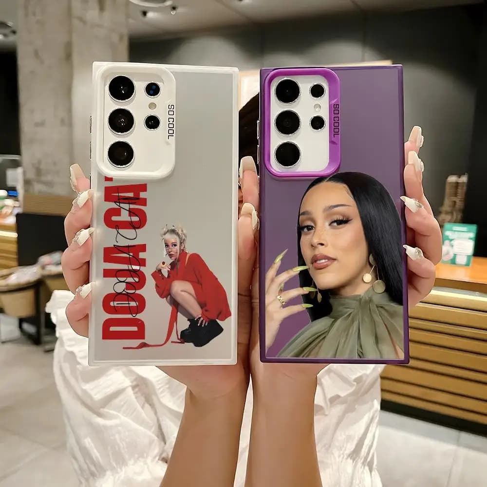 Custodia per telefono Sinegr D-Doja Cat in silicone colorato argento per Samsung Galaxy S25 Edge S24 S23 S22 S21 S20 Ultra