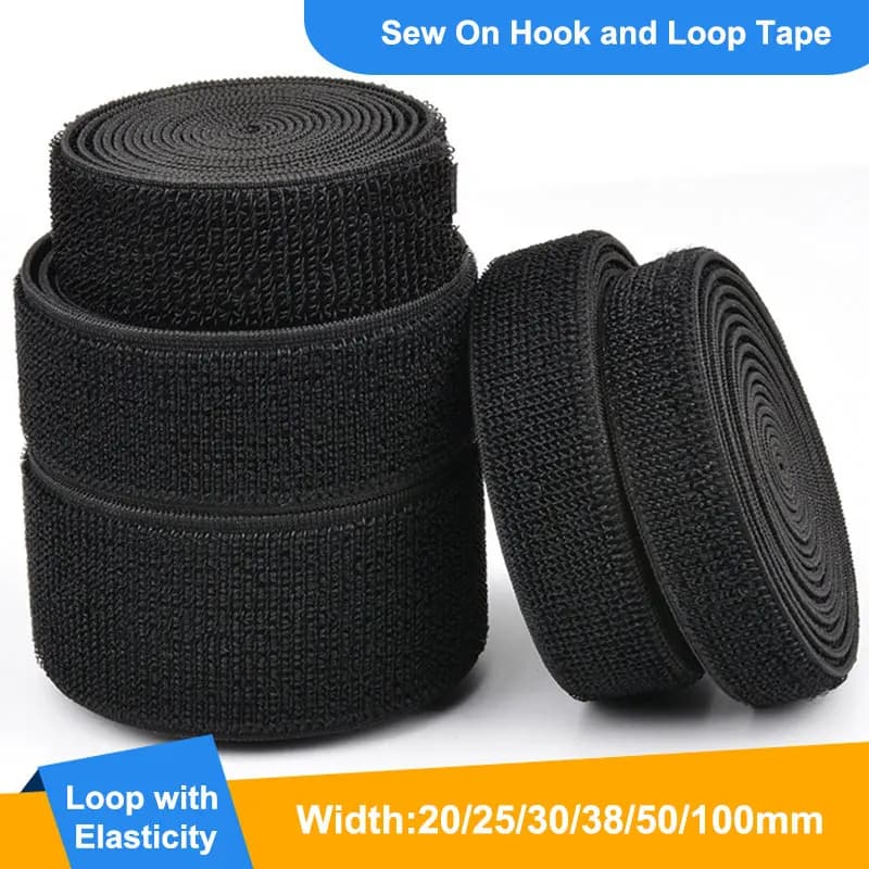 Nastro elastico di fissaggio con gancio e anello da 1 metro, fascia elastica, senza strisce ad anello adesivo, tessuto in nylon da cucire su accessori per scarpe in tessuto fai da te