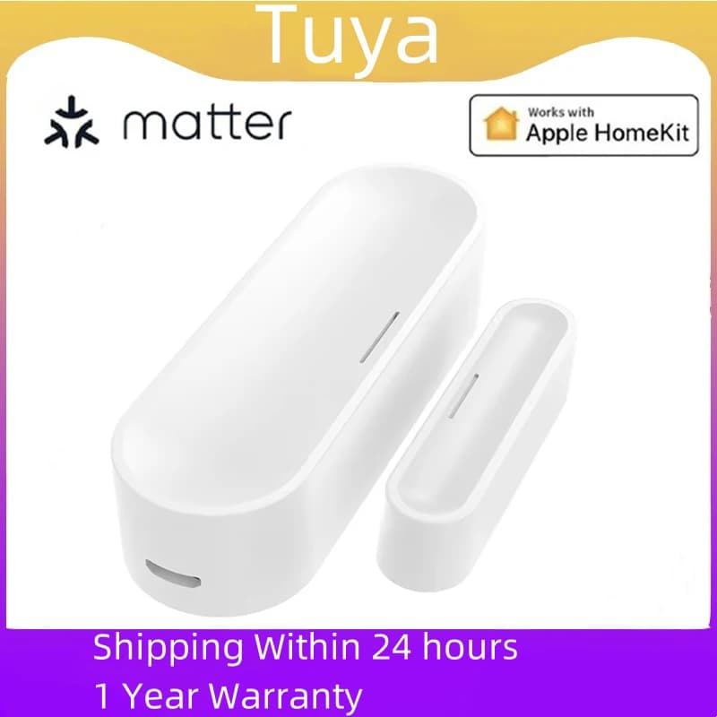 Tuya Matter Sensore per porte e finestre Sensore per porte con filettatura alimentata tramite USB Smart Home Rileva allarme Funziona con HomeKit Alexa Google Home