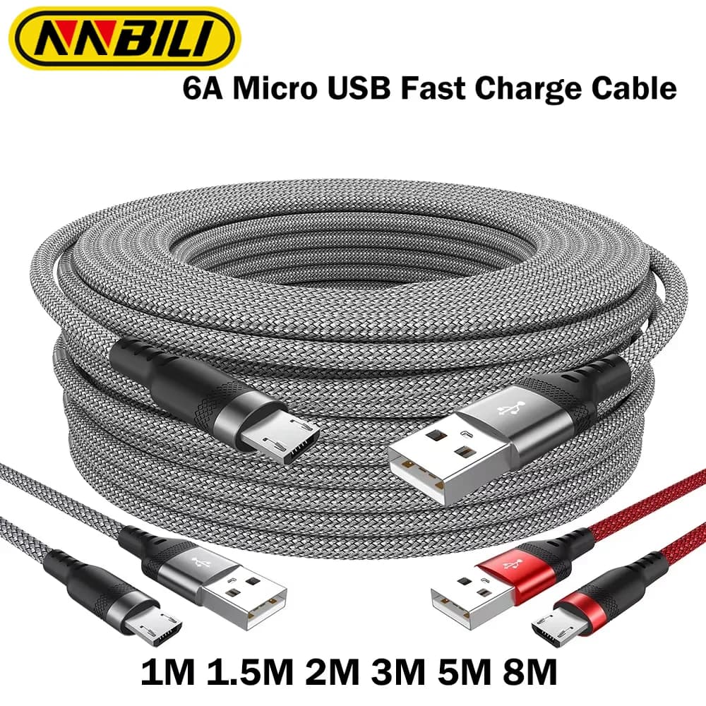 NNBILI USB C 6A Cavo di ricarica super veloce per Huawei 8m 5m 3m 2m 1m Cavo USB TYPE-C Micro USB 3m 5 metri Cavo di ricarica rapida Estendi