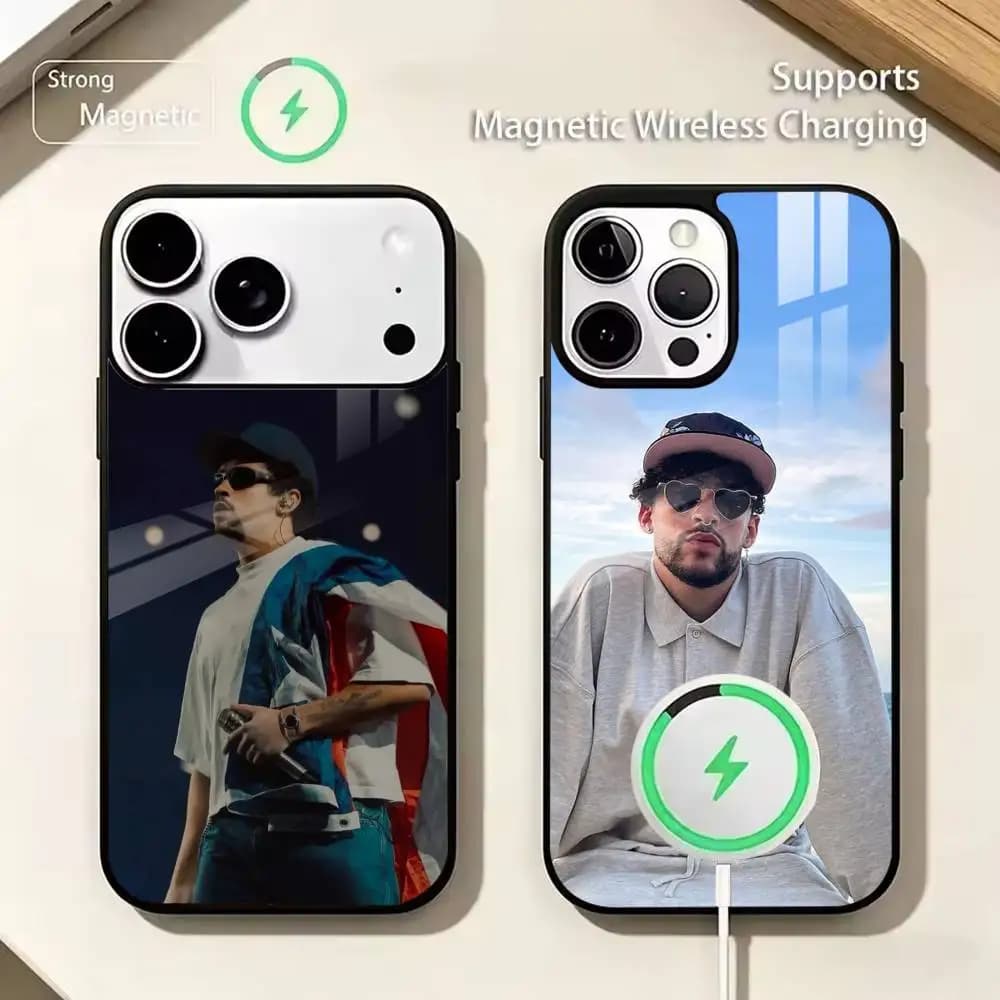 singer B-Bad B-Bunny For IPhone17/16/15/14/13/12/11 Plus Pro Max Plus Wireless Charger Phone Case