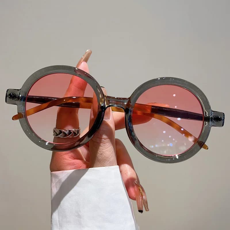 Retro literary round frame sunglasses European and American fashion trend glasses sunglasses
