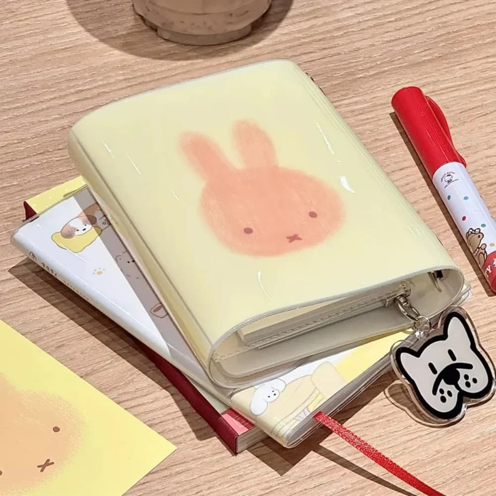 Cute Miffy Three-fold Notebook Portable Loose-leaf Notebook Cartoon Student Notebook PU Waterproof Stationery Gift Toys