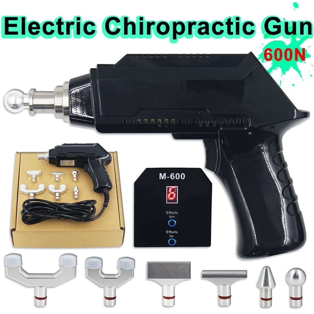 Electric Gun for Correction 600N, Adjustable Tool for Spinal Impulses, Portable Cervical Massage, Chiropractic Tools