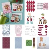 Christmas Santa Cocoa Mittens Frosted Stitch Snowflake Cutting Die Clear Stamp Stencils Hot Foil Wax Stamps DIY Scrapbook Paper