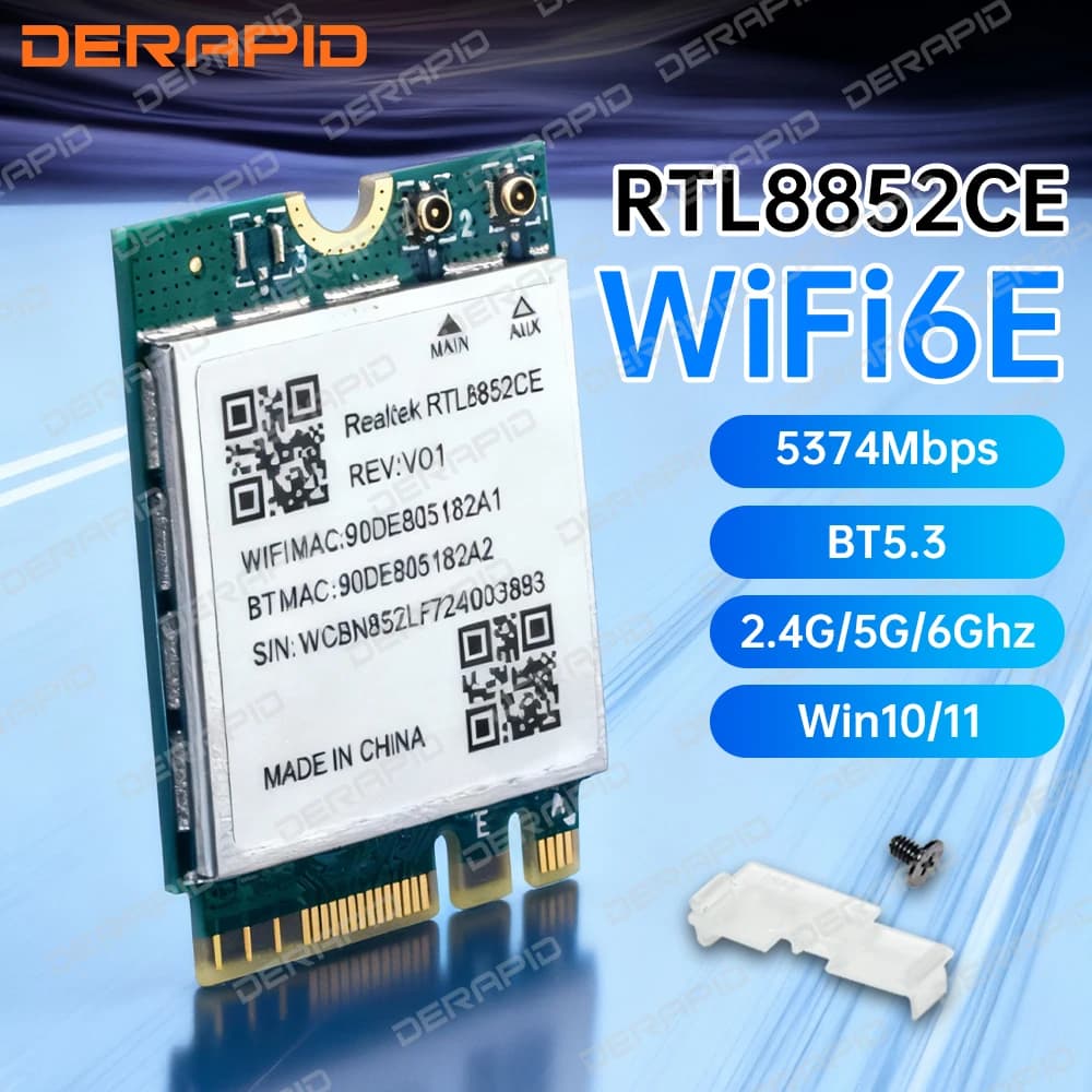 WiFi 6E Triple Band RTL8852CE 5400Mbps Adattatore wireless Bluetooth 5.3 Scheda di ricezione segnale per Windows 10/11 RTL8852CE come AX210