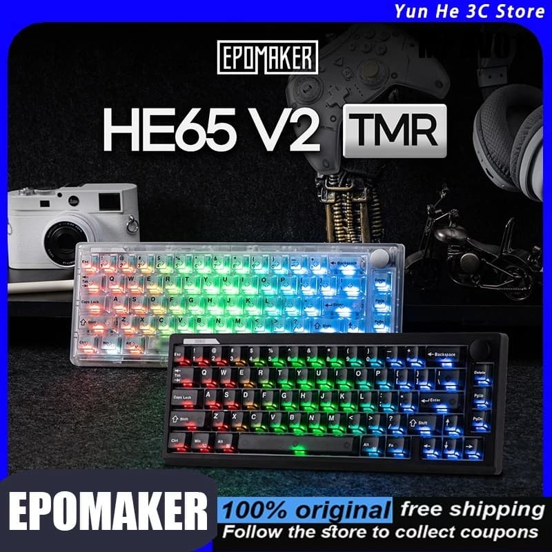 EPOMAKER HE65V2 TMR Magnetic Keyboard 66 Keys 65% Layout Mechanical 8 kHz Hot-Swappable Suitable for Gaming Office Work Esports