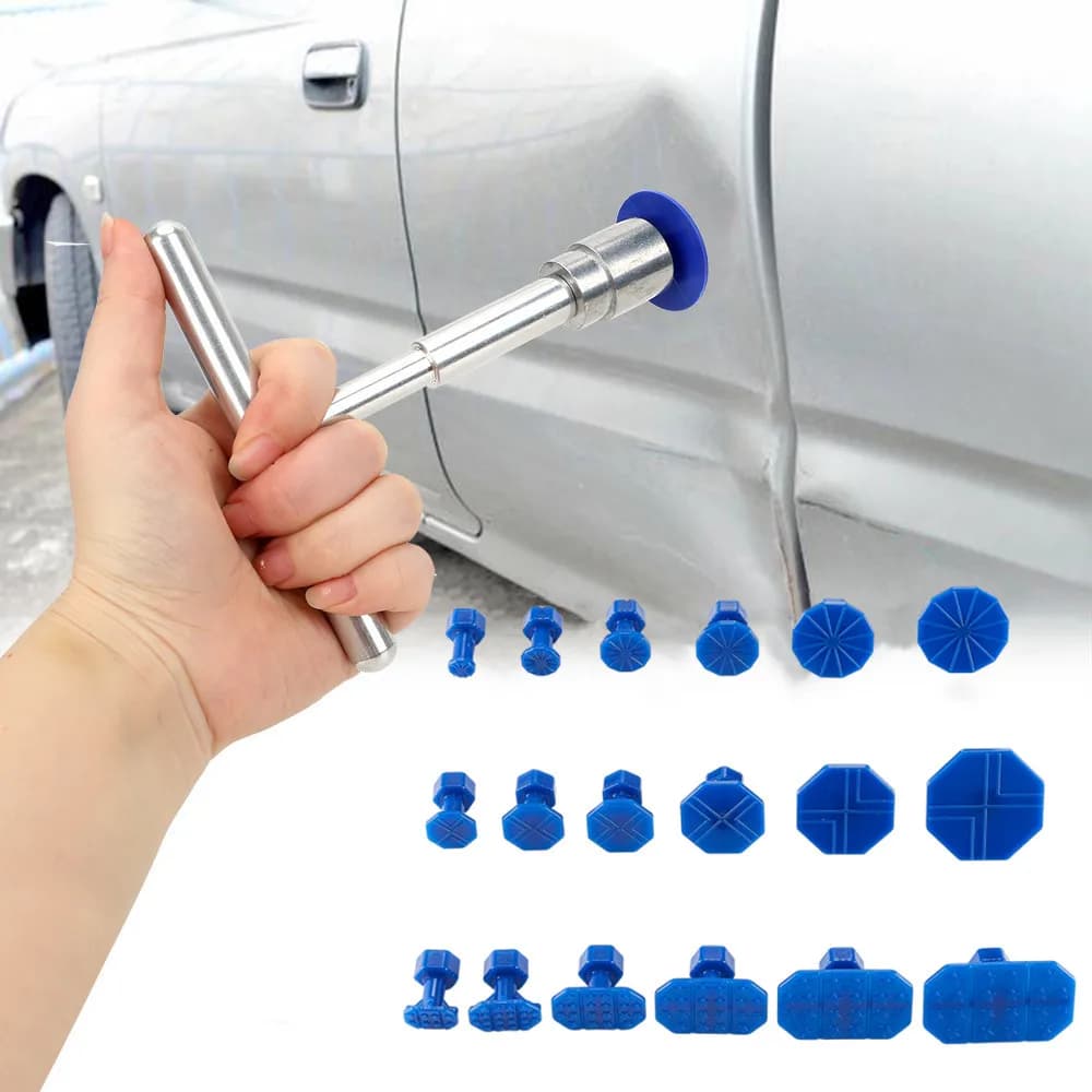 Auto Clutch Repair Extractor, auto repair tool kit with 18 plastic glue tabs with plastic handle for universal dent removal for car accessories