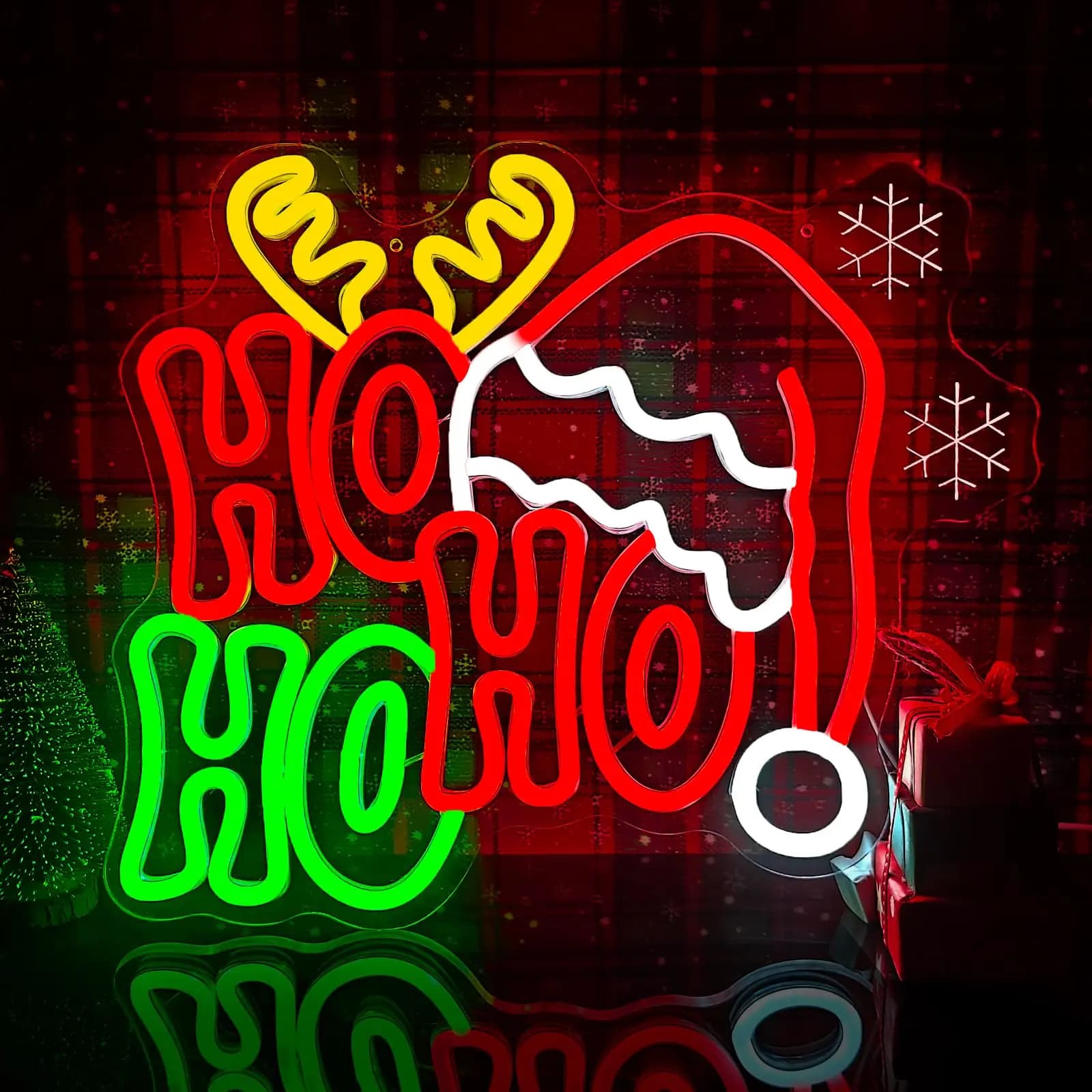 Buon Natale Insegna al neon per decorazioni natalizie Dimmerabile HoHoHo Cappello da Babbo Natale per camera da letto Festa in casa Finestra Feste natalizie Regalo