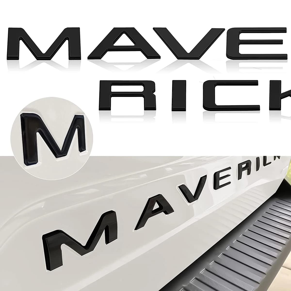 For Ford Maverick Pickup Truck Tailgate Inserts Letters 3D ABS Raised Rear Emblems Decal Sticker Adhesive Decoration Accessories