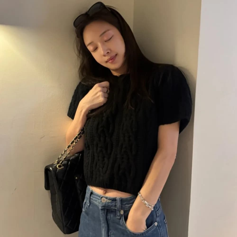 Easy to Wear Early Autumn High Grade Thick Needle Twist Hoodie Short Sleeve Sweater Comfortable Women's Knittedwear Top
