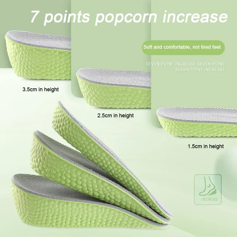 Solette per aumento di altezza a sette punti Solette per rialzo interno invisibile Sneaker Mezza cuscino Scarpe sportive Cuscinetti per potenziamento per uomo Donna