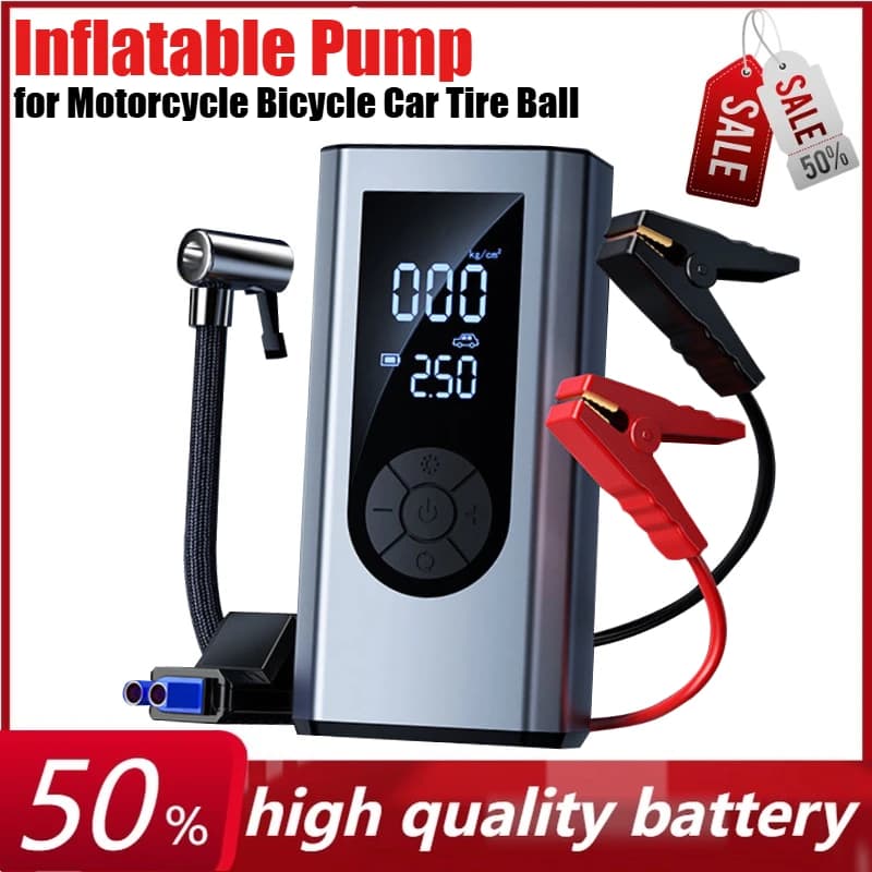 12V 6000mAh Avviatore di emergenza per auto portatile Booster Gonfiatore per pneumatici automobilistici Dispositivo di avviamento per auto Power Bank
