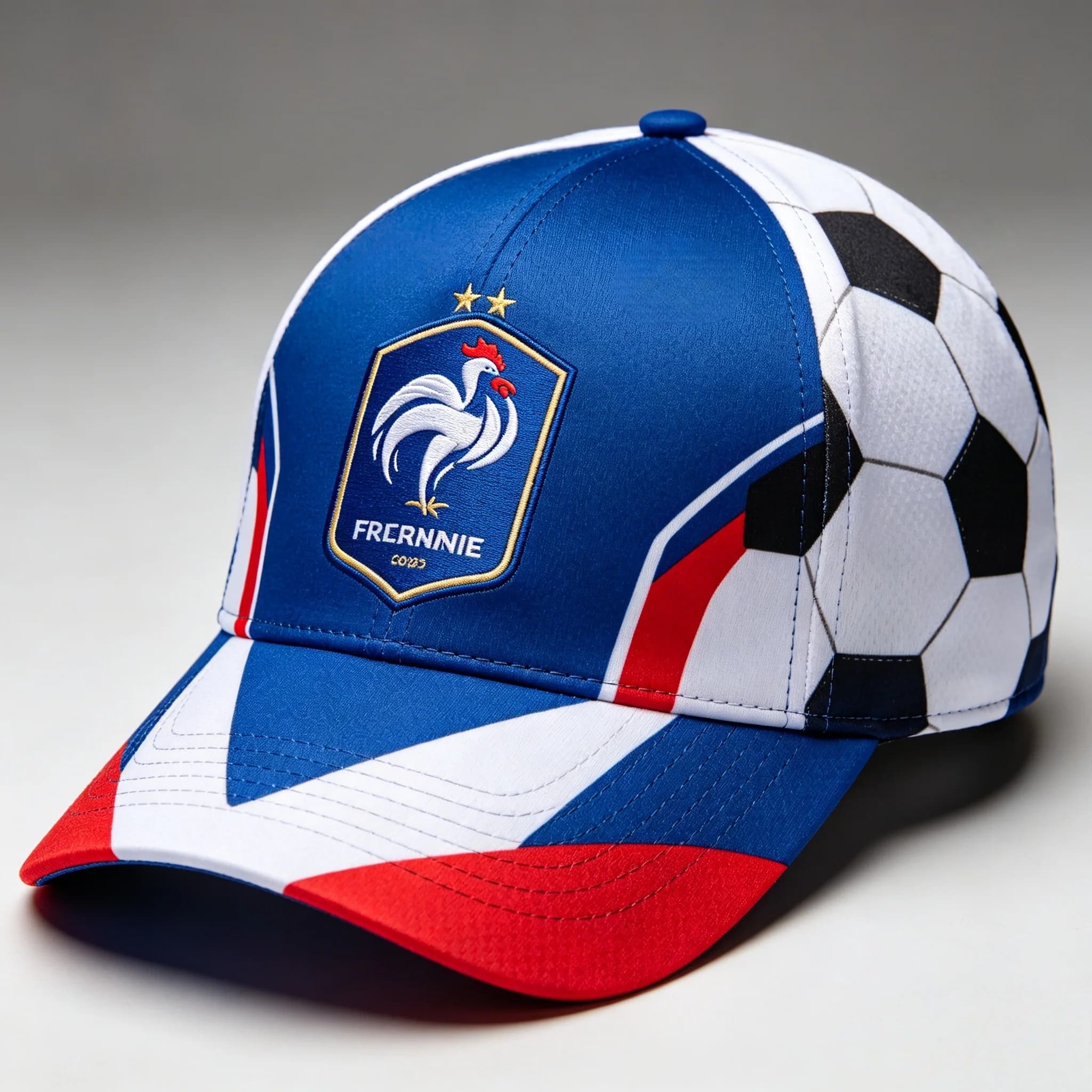 2026 France Style Football 3D Print Baseball Cap, One Size Sport Hat with Rooster Crest and Soccer Pattern