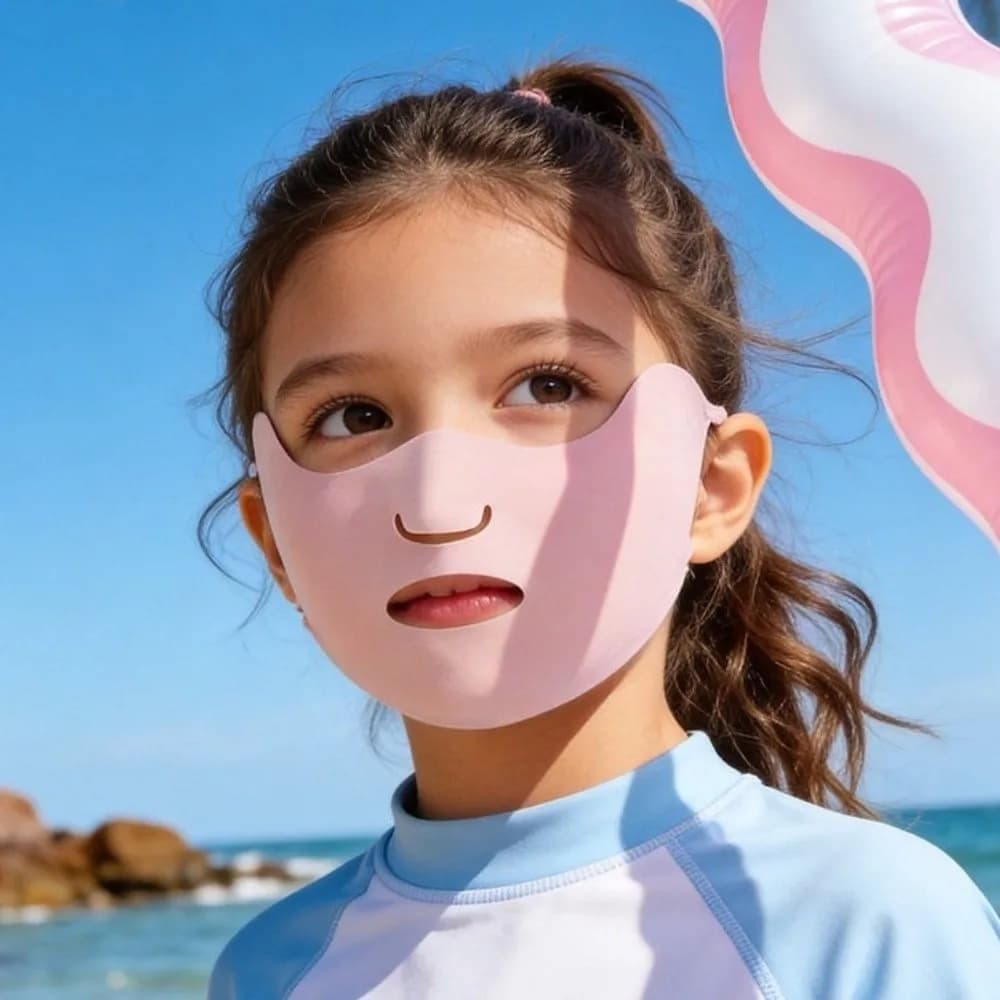 Cooling Breathable Full Face Mask Ice Silk Open Mouth Sport Mask Washable Reusable Sunscreen Mask Daily Use