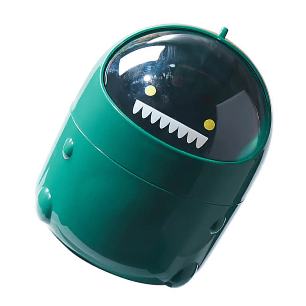 Cartoon Dinosaur Mini Trash Bin Desktop Garbage Storage Container Small Office Flip-Type Waste Paper Can Compact
