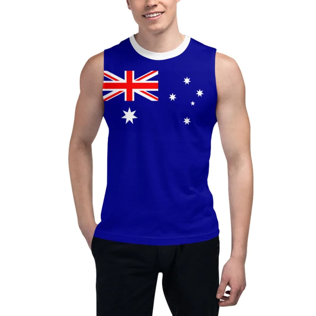 T-shirt senza maniche Bandiera australiana 3D Maglietta da uomo per ragazzi Palestre Canotte Fitness Jogging Gilet da allenamento per basket