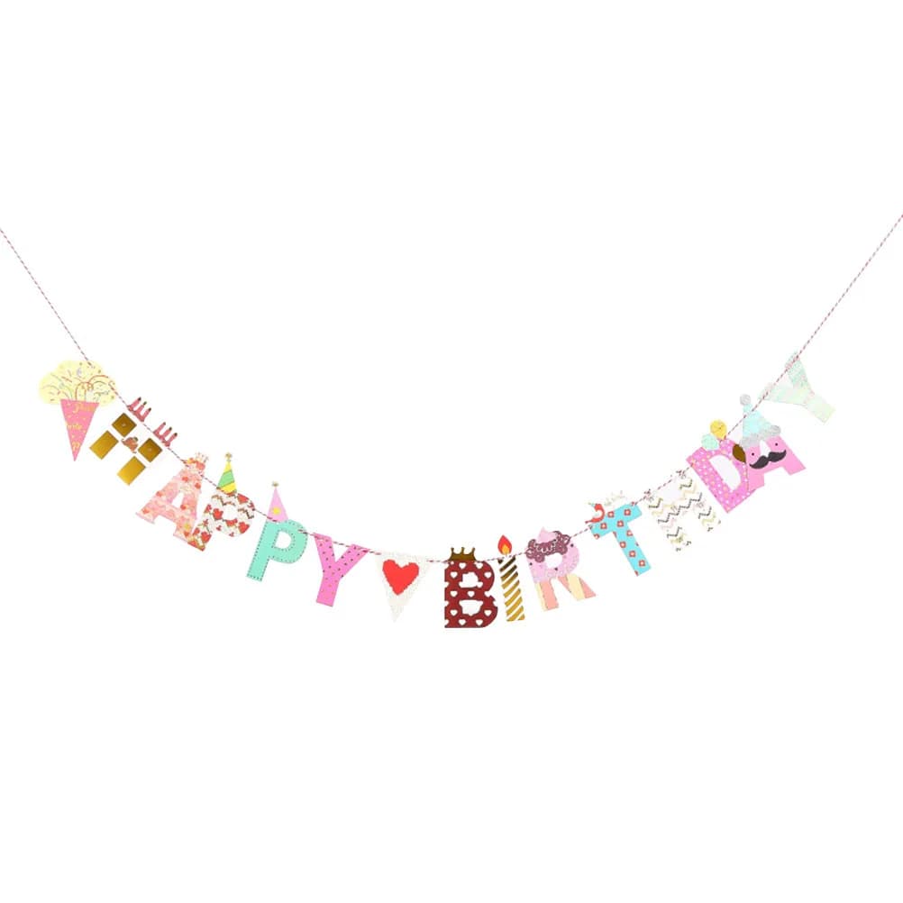 2M Happy Birthday Paper Flag Banner Garland Decor for Baby Birthday Party Decoration Festive Dreamcatcher Theme Indoor Outdoor