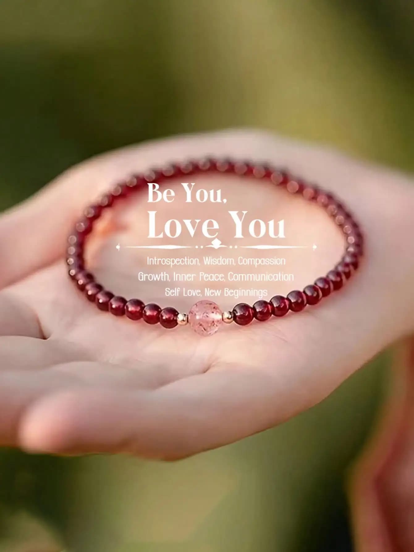 Bracciale con perline di granato rosso e cristalli rosa intarsiati, elegante gioiello da polso, ornamento alla moda, regalo per donna per tutti i giorni e feste