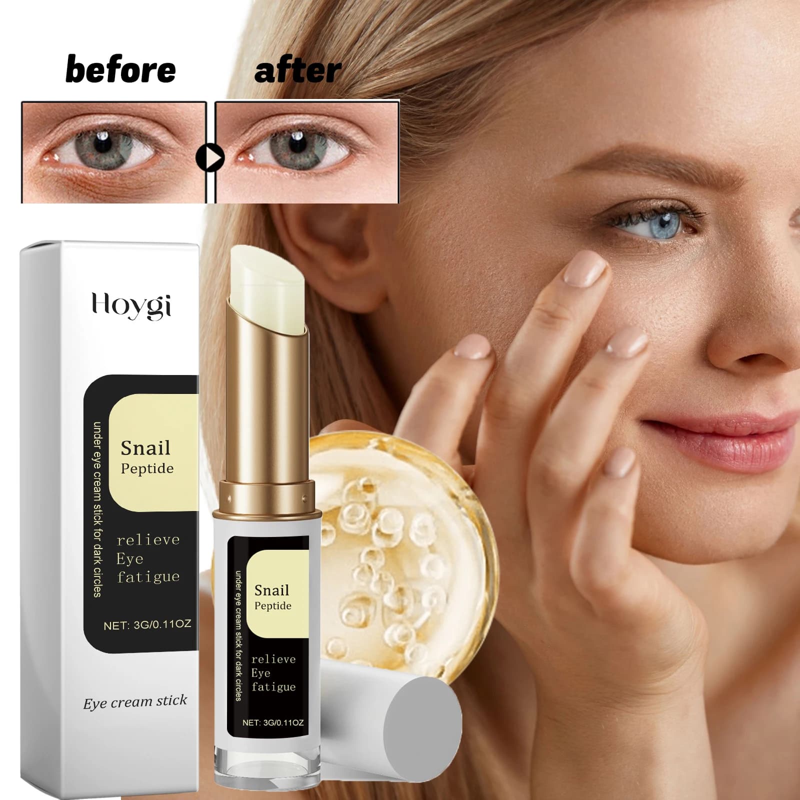 Snail Eye Cream Stick Snake for Eyewear Collagen Dissolvency Slender Lines Scratching Handbags for Eyes Inflator Moisturizing Cream for Eyes