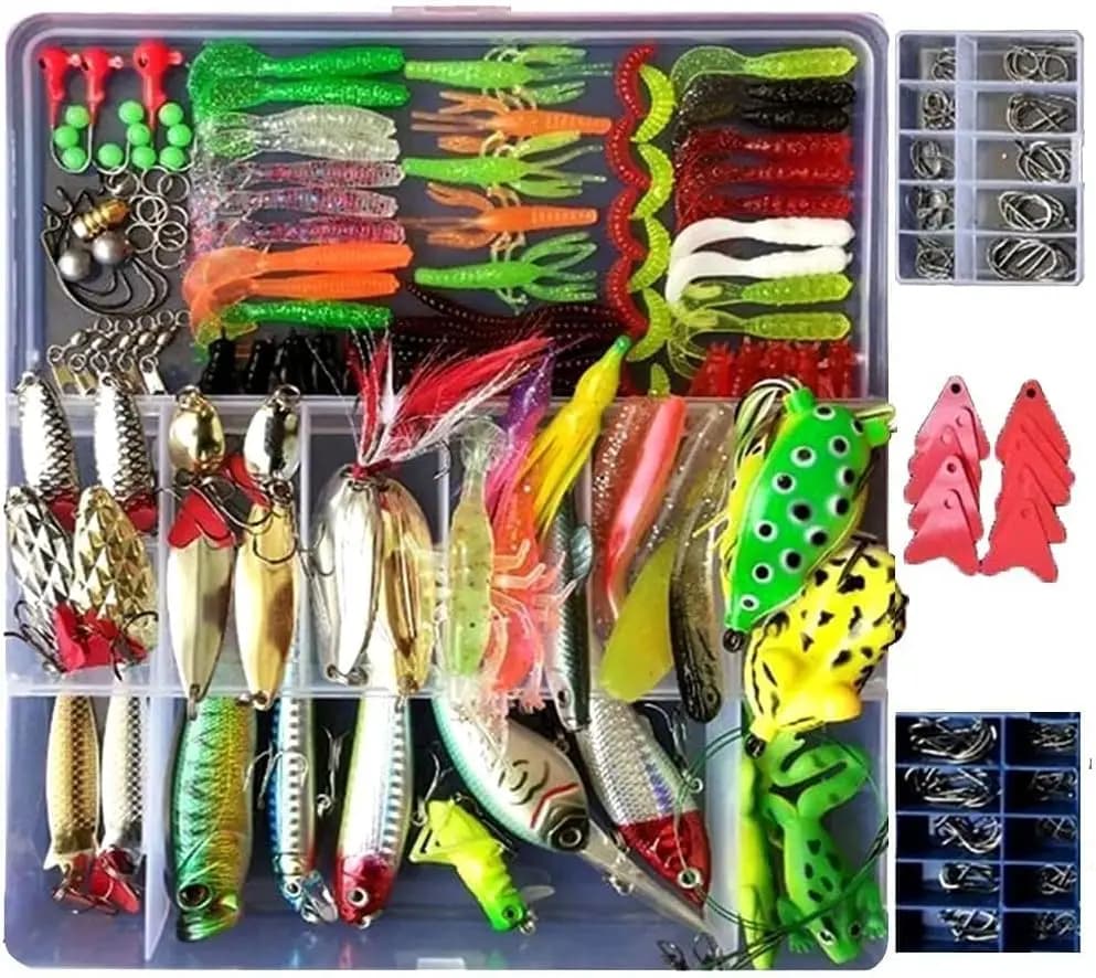 Kit di 275 Pezzi per la Pesca con Scatola Porta Esche per Acqua Dolce e Salata