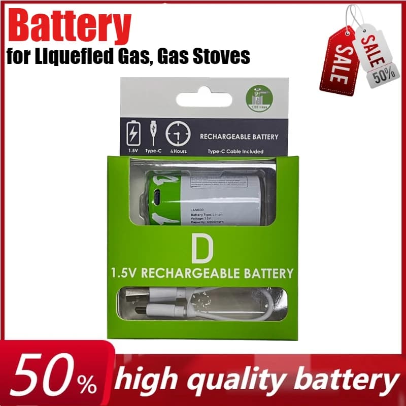 Batterie ricaricabili agli ioni di litio C2 D1 CR123A con cavo USB tipo C per gas liquefatto, stufe a gas, scaldabagni, torce elettriche, mouse