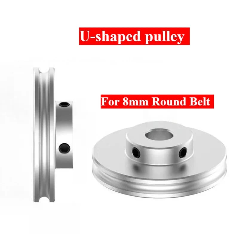 O-type Plate U-shaped Single Slot Aluminum Alloy 8mm PU Round Belt Drive Pulley for Motor Spindle 80-100mm