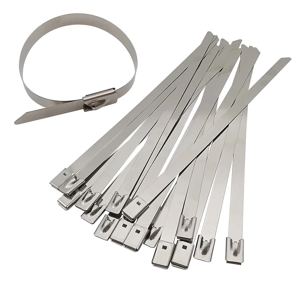 Fascette per cavi autobloccanti in acciaio inossidabile da 20 pezzi 7.9mm fascette per cavi di bloccaggio multifunzionali con cerniera in metallo lunghezza 100/200/300/400mm