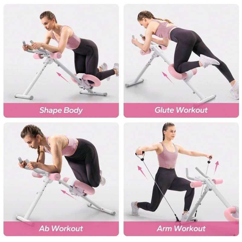 Ab Machine Adjustable Ab Trainer Foldable Knee Protection Stomach Workout Home Gym Equipment