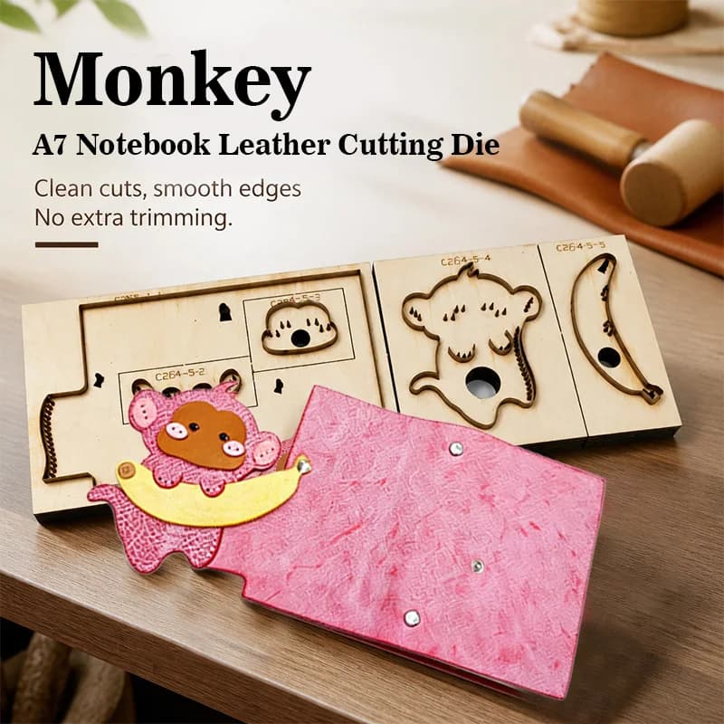C264DIY A7 Cartoon Monkey with Banana Hardcover Notebook Die-Cut Mold DIY Handmade Leather Journal Cover One-Piece Cutting Mold