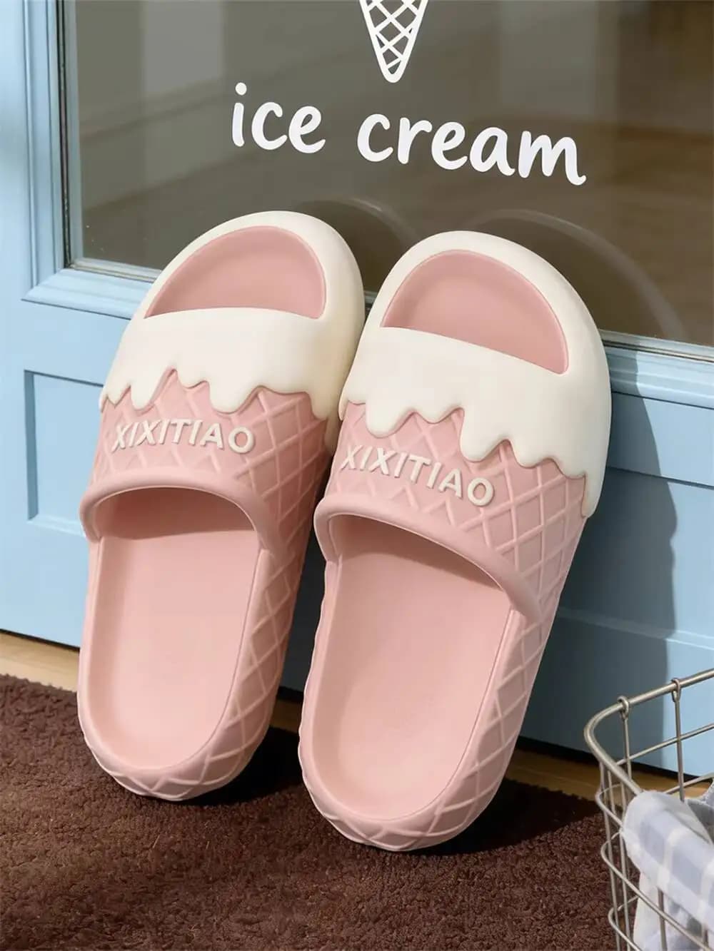 Unisex Slippers 2026 Summer Ice Cream Slippers Cute Man Women EVA Home Sandals Antibacterial Non Slip Odor Resistant Slippers