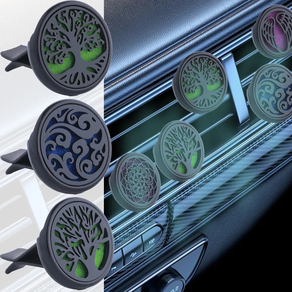 1 deodorant perfume diffuser for rechargeable car, air conditioning vent accessory for car, aromatherapy diffuser for car with 10 seals