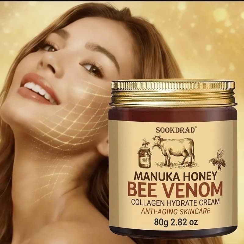 Crema al collagene con veleno d'api e miele di Manuka, idratante, viso/collo, uomo e donna, 80g, per tutti i tipi di pelle, uso quotidiano