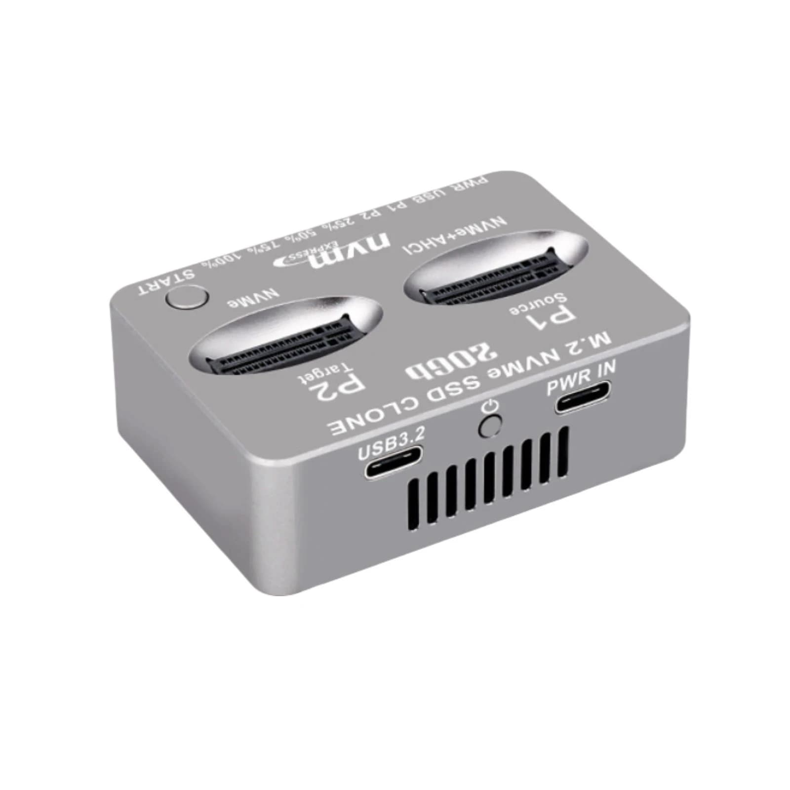 Docking station NVME dual-bay Gen2X2 20Gbps M.2 NVME SSD Clone USB3.2 Tipo-C Scatola disco rigido esterno Chiave B&M.2 M.3 NVME PCI-E