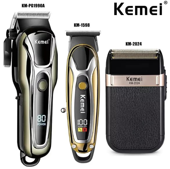 Kemei Men's Electric Shaver KM-PG1990A KM-1598 KM-2024 Professional Cordless HairClipper Electric Hair Clipper LCD Hair Clipper
